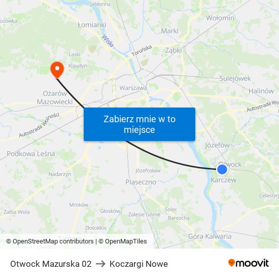 Otwock Mazurska 02 to Koczargi Nowe map