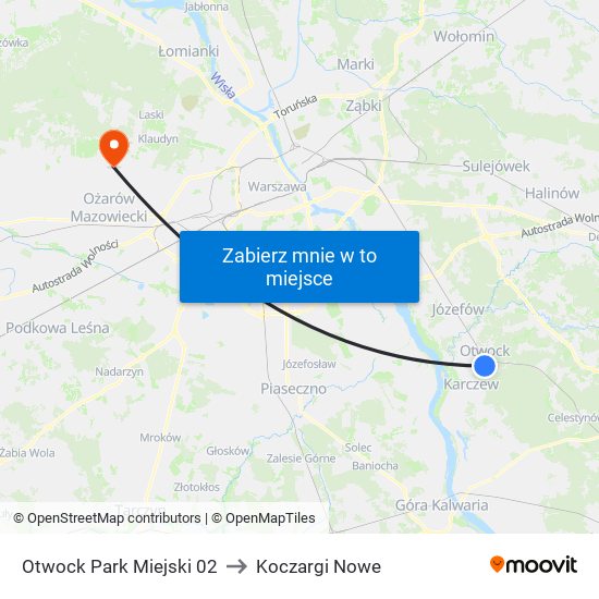 Otwock Park Miejski 02 to Koczargi Nowe map