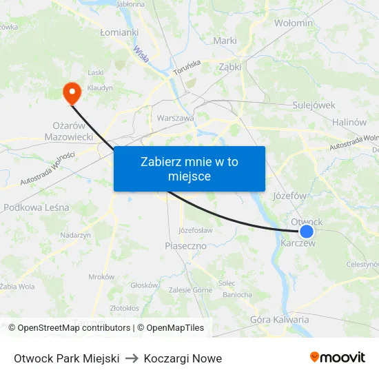 Otwock Park Miejski to Koczargi Nowe map