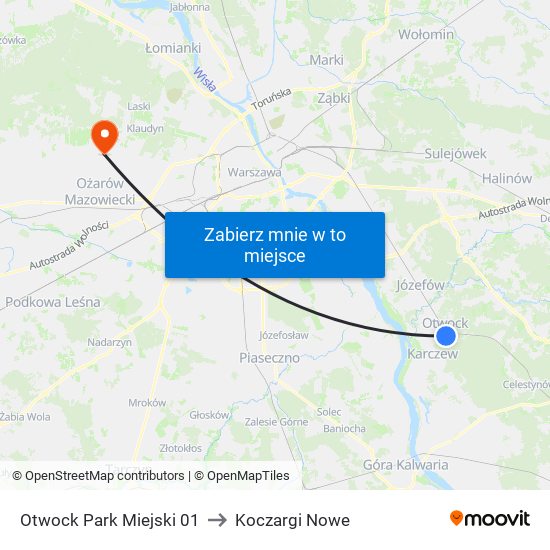 Otwock Park Miejski 01 to Koczargi Nowe map