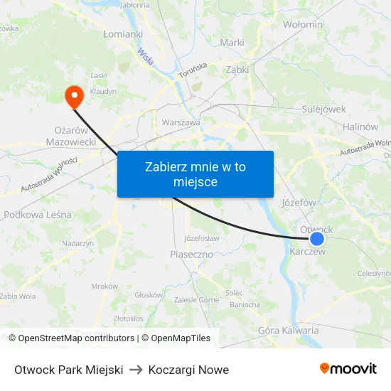 Otwock Park Miejski to Koczargi Nowe map