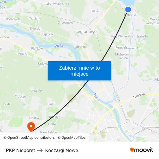 PKP Nieporęt to Koczargi Nowe map