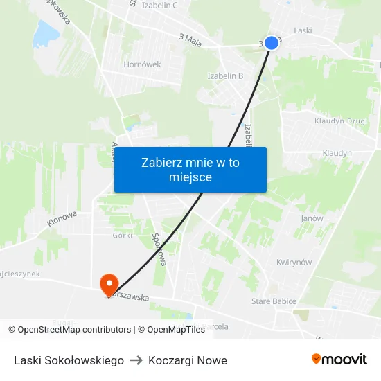 Laski Sokołowskiego to Koczargi Nowe map