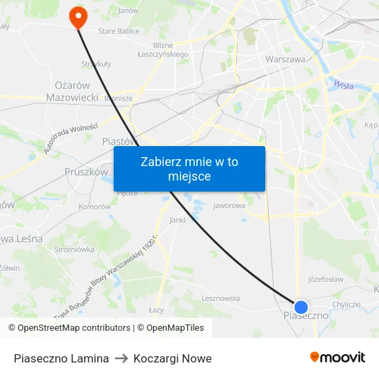 Piaseczno Lamina to Koczargi Nowe map