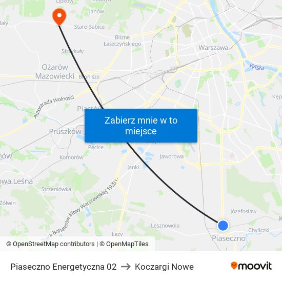 Piaseczno Energetyczna 02 to Koczargi Nowe map