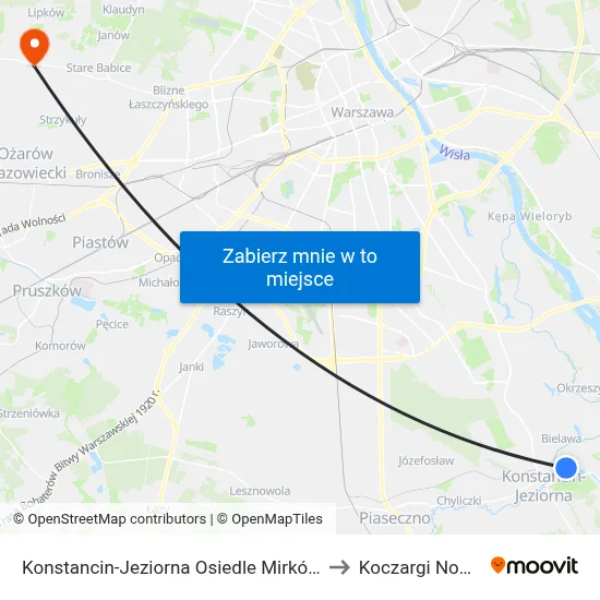 Konstancin-Jeziorna Osiedle Mirków to Koczargi Nowe map