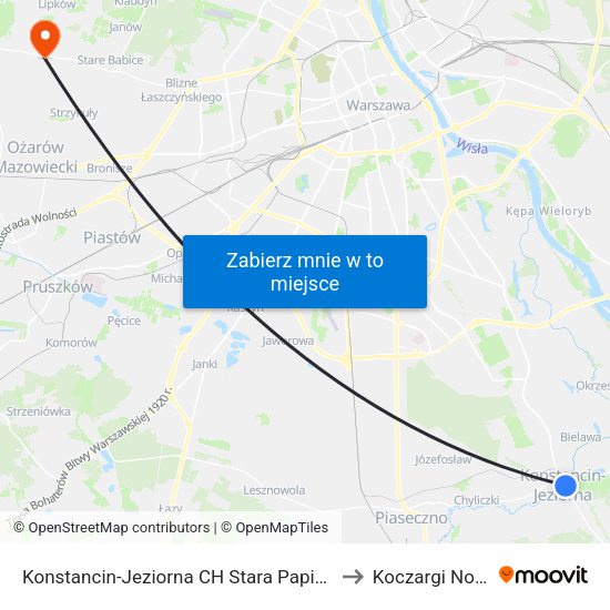 Konstancin-Jeziorna CH Stara Papiernia 02 to Koczargi Nowe map