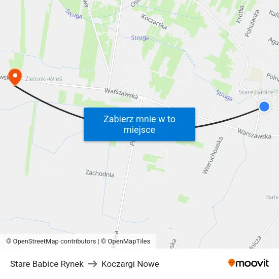 Stare Babice Rynek to Koczargi Nowe map