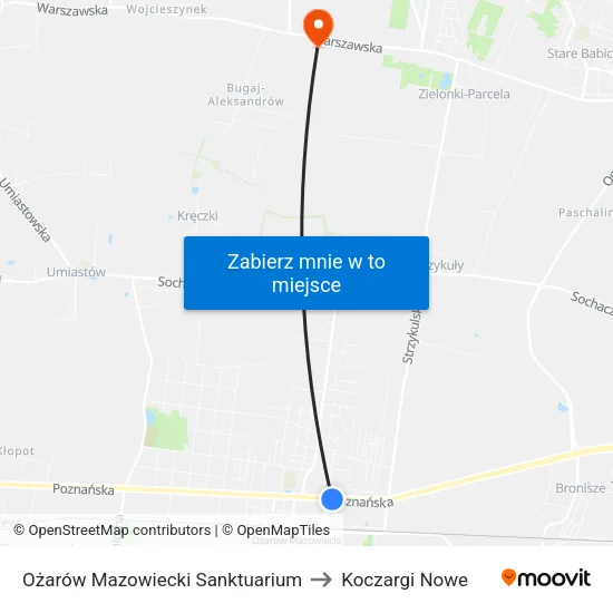 Ożarów Mazowiecki Sanktuarium to Koczargi Nowe map