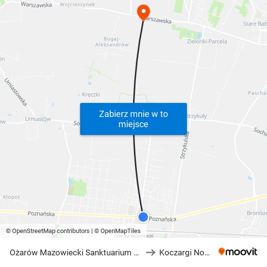 Ożarów Mazowiecki Sanktuarium 02 to Koczargi Nowe map