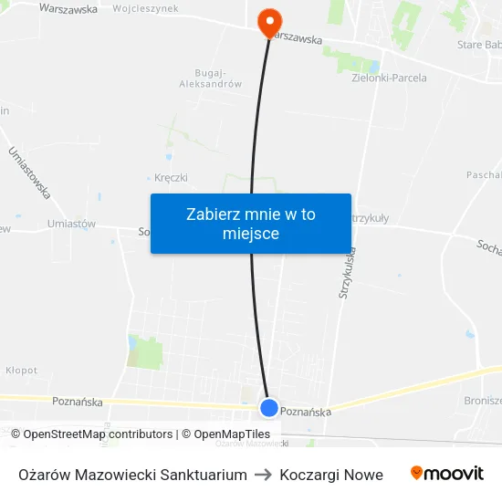 Ożarów Mazowiecki Sanktuarium to Koczargi Nowe map