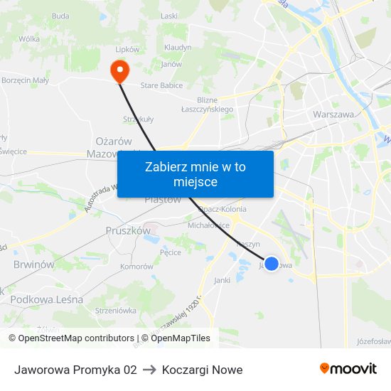 Jaworowa Promyka 02 to Koczargi Nowe map