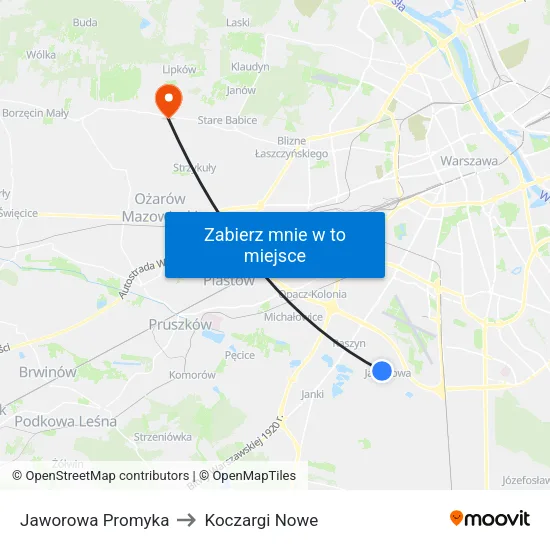 Jaworowa Promyka to Koczargi Nowe map