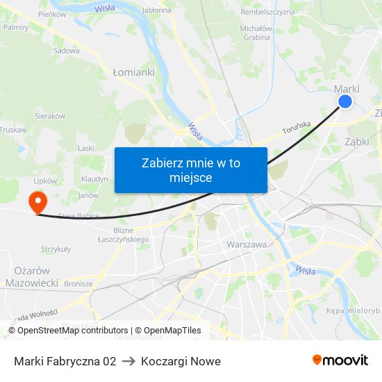 Marki Fabryczna to Koczargi Nowe map