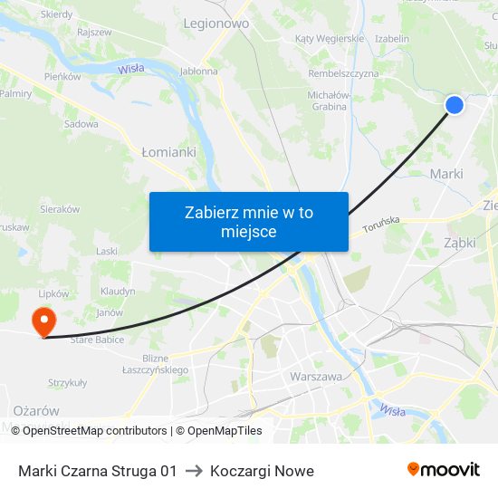 Marki Czarna Struga to Koczargi Nowe map