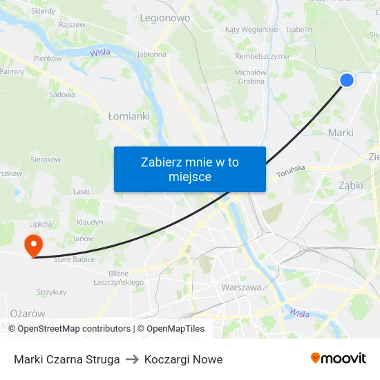 Marki Czarna Struga to Koczargi Nowe map