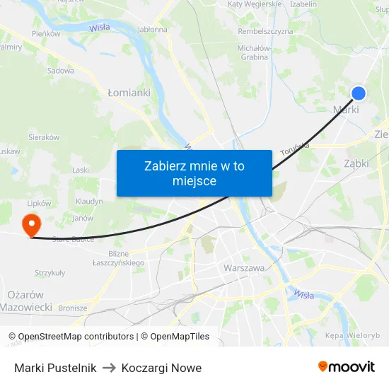 Marki Pustelnik to Koczargi Nowe map