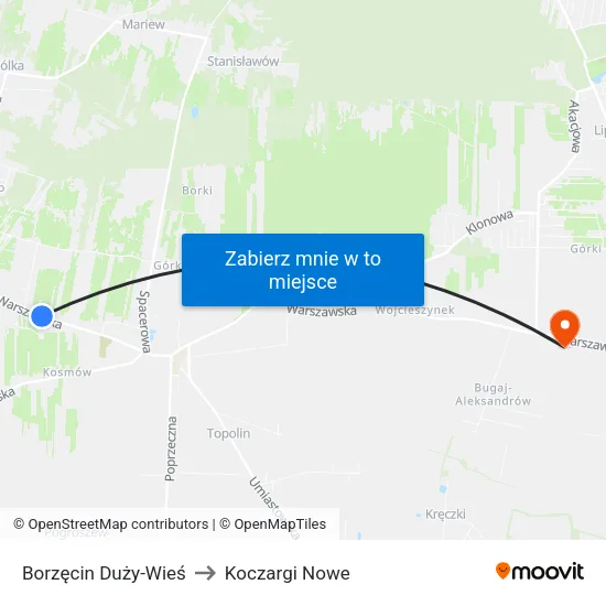 Borzęcin Duży - Wieś to Koczargi Nowe map