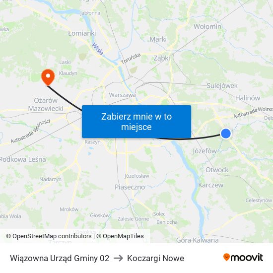 Wiązowna Urząd Gminy 02 to Koczargi Nowe map