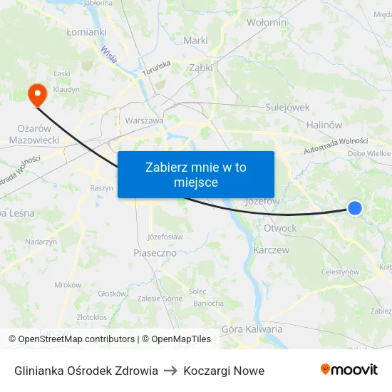 Glinianka Ośrodek Zdrowia to Koczargi Nowe map