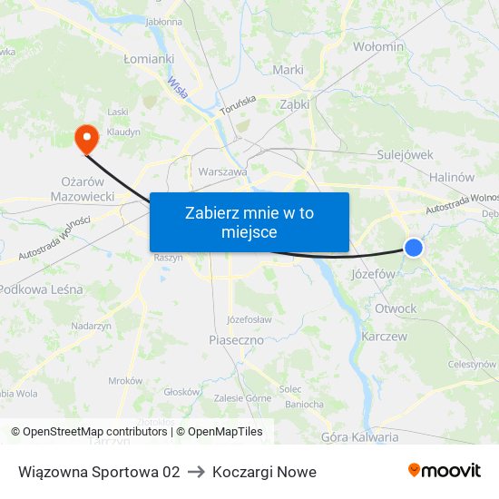 Wiązowna Sportowa 02 to Koczargi Nowe map