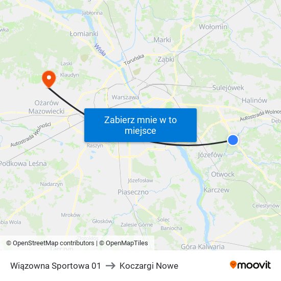 Wiązowna Sportowa 01 to Koczargi Nowe map