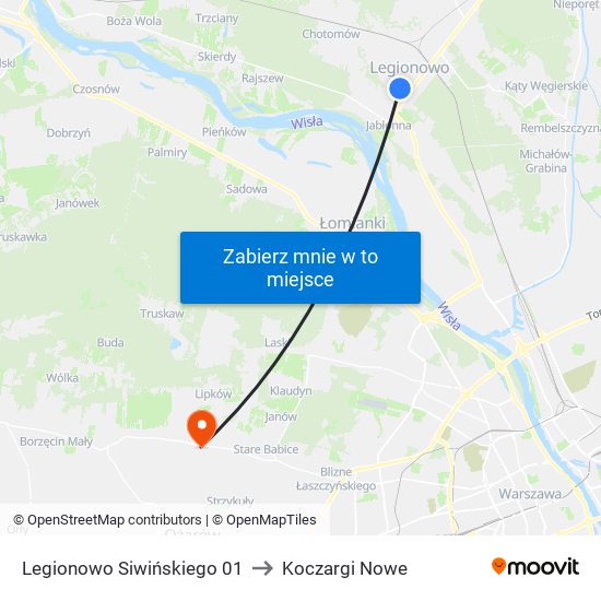 Legionowo Siwińskiego 01 to Koczargi Nowe map