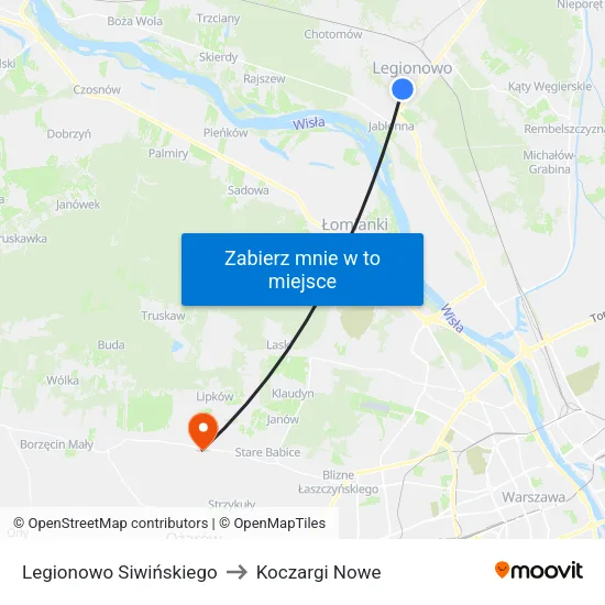 Legionowo Siwińskiego to Koczargi Nowe map