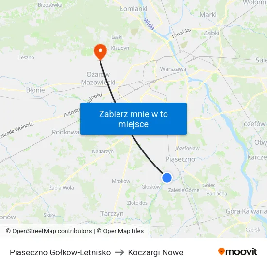 Piaseczno Gołków - Letnisko to Koczargi Nowe map