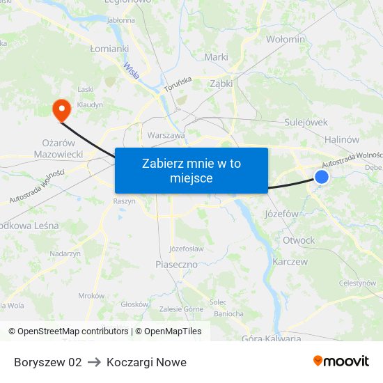 Boryszew 02 to Koczargi Nowe map