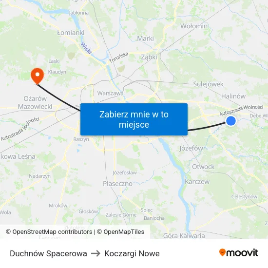 Duchnów Spacerowa to Koczargi Nowe map