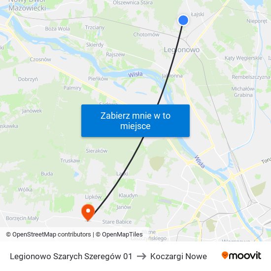 Legionowo Szarych Szeregów 01 to Koczargi Nowe map