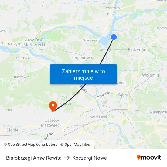 Białobrzegi Amw Rewita to Koczargi Nowe map