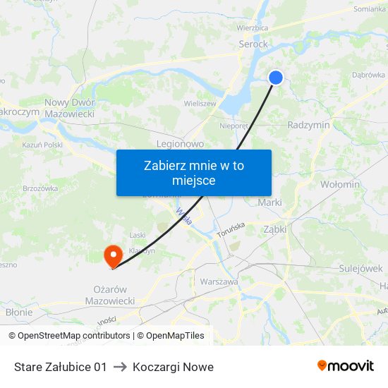 Stare Załubice 01 to Koczargi Nowe map