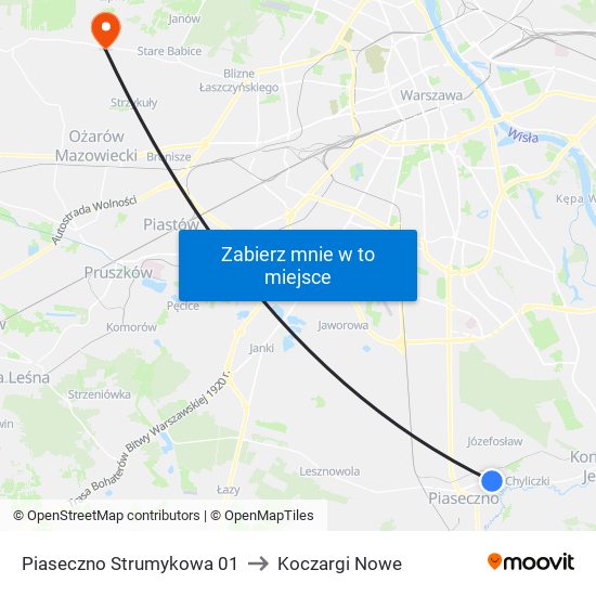 Piaseczno Strumykowa 01 to Koczargi Nowe map