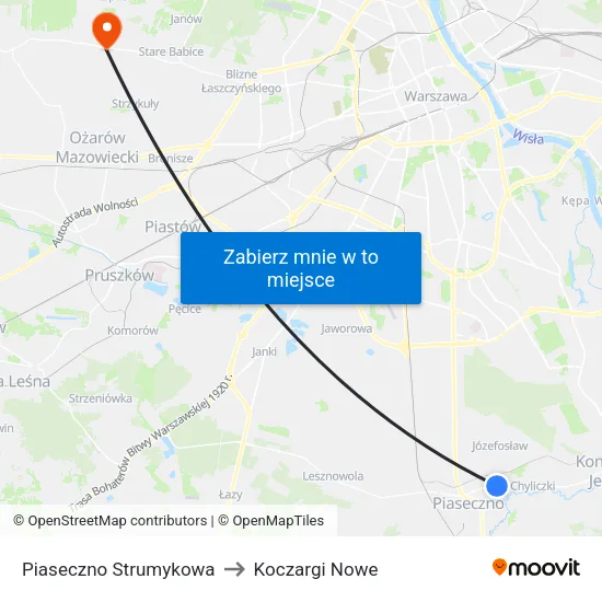 Piaseczno Strumykowa to Koczargi Nowe map