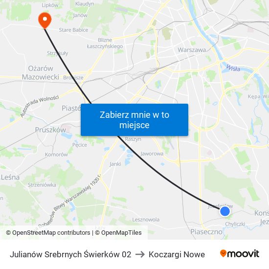 Julianów Srebrnych Świerków 02 to Koczargi Nowe map