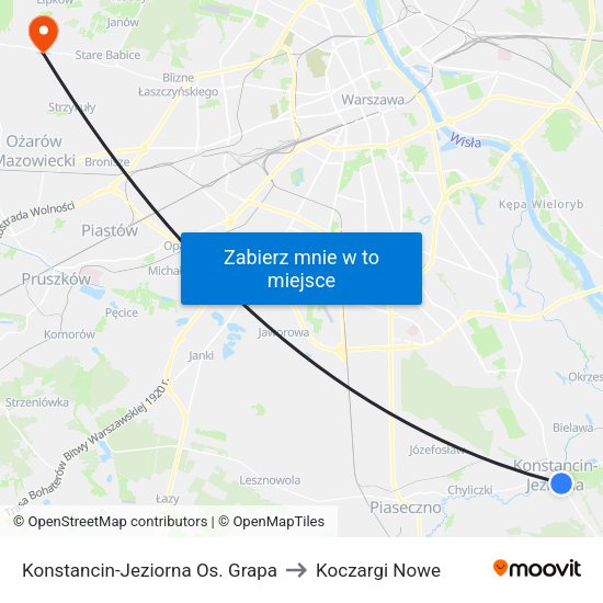 Konstancin-Jeziorna Os. Grapa 01 to Koczargi Nowe map