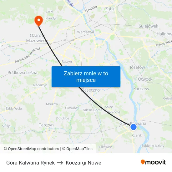 Góra Kalwaria Rynek to Koczargi Nowe map