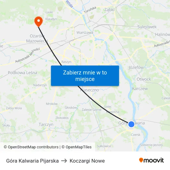 Góra Kalwaria Pijarska to Koczargi Nowe map