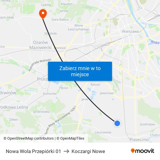 Nowa Wola Przepiórki to Koczargi Nowe map