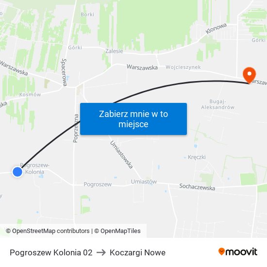 Pogroszew Kolonia 02 to Koczargi Nowe map