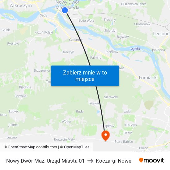 Nowy Dwór Maz. Urząd Miasta 01 to Koczargi Nowe map