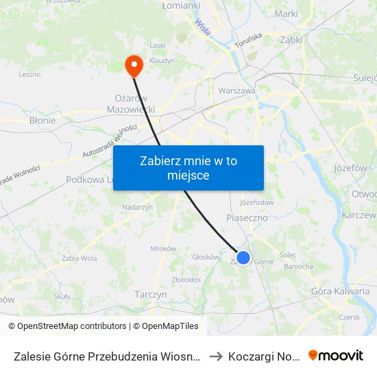 Zalesie Górne Przebudzenia Wiosny to Koczargi Nowe map