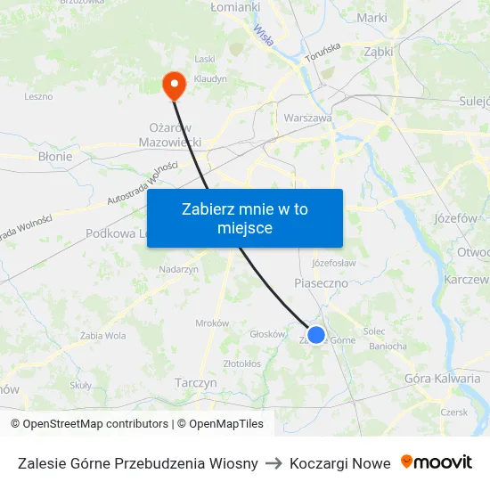 Zalesie Górne Przebudzenia Wiosny to Koczargi Nowe map