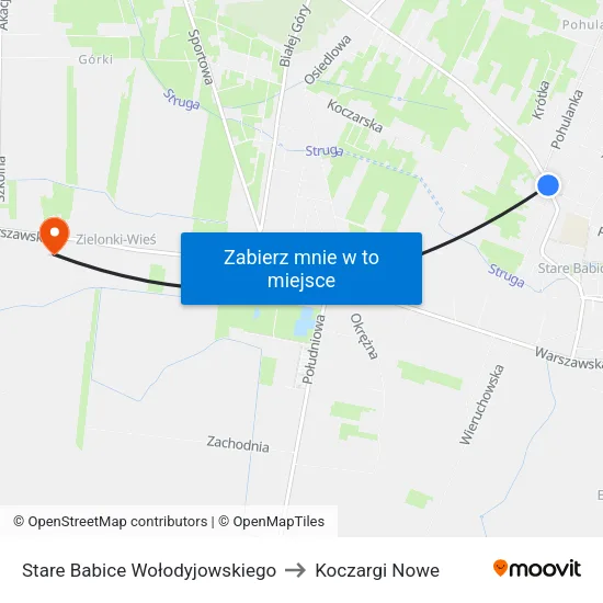 Stare Babice Wołodyjowskiego to Koczargi Nowe map