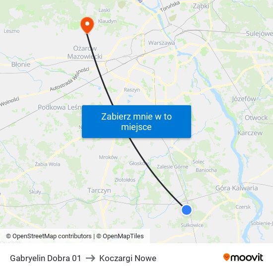 Gabryelin Dobra 01 to Koczargi Nowe map