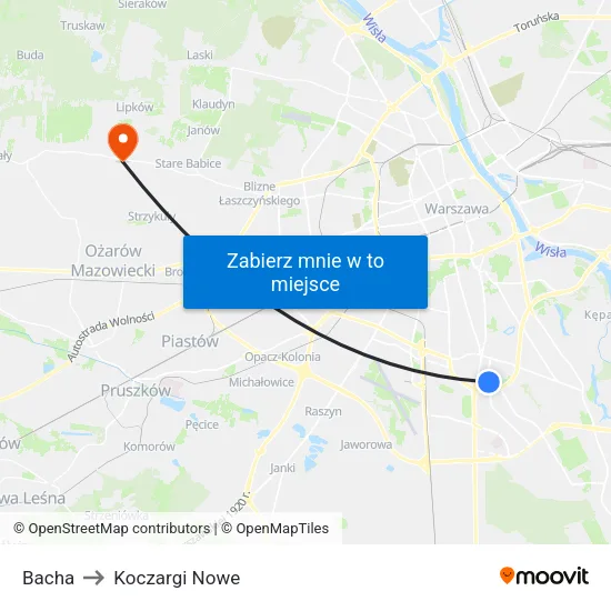 Bacha to Koczargi Nowe map