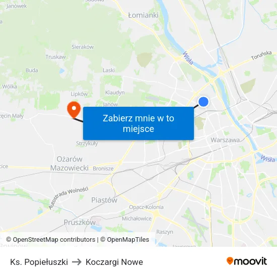 Ks. Popiełuszki to Koczargi Nowe map