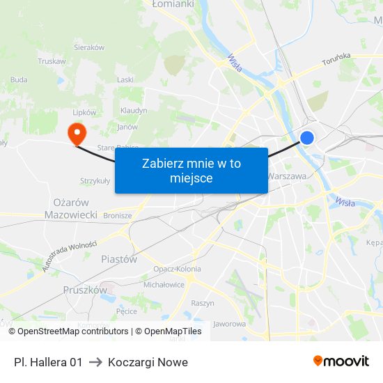 Pl. Hallera 01 to Koczargi Nowe map